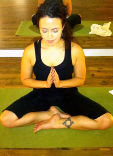 Monique Dauphin in Sukhasana