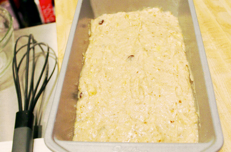 Option one: loaf of banana bread, ready to be baked